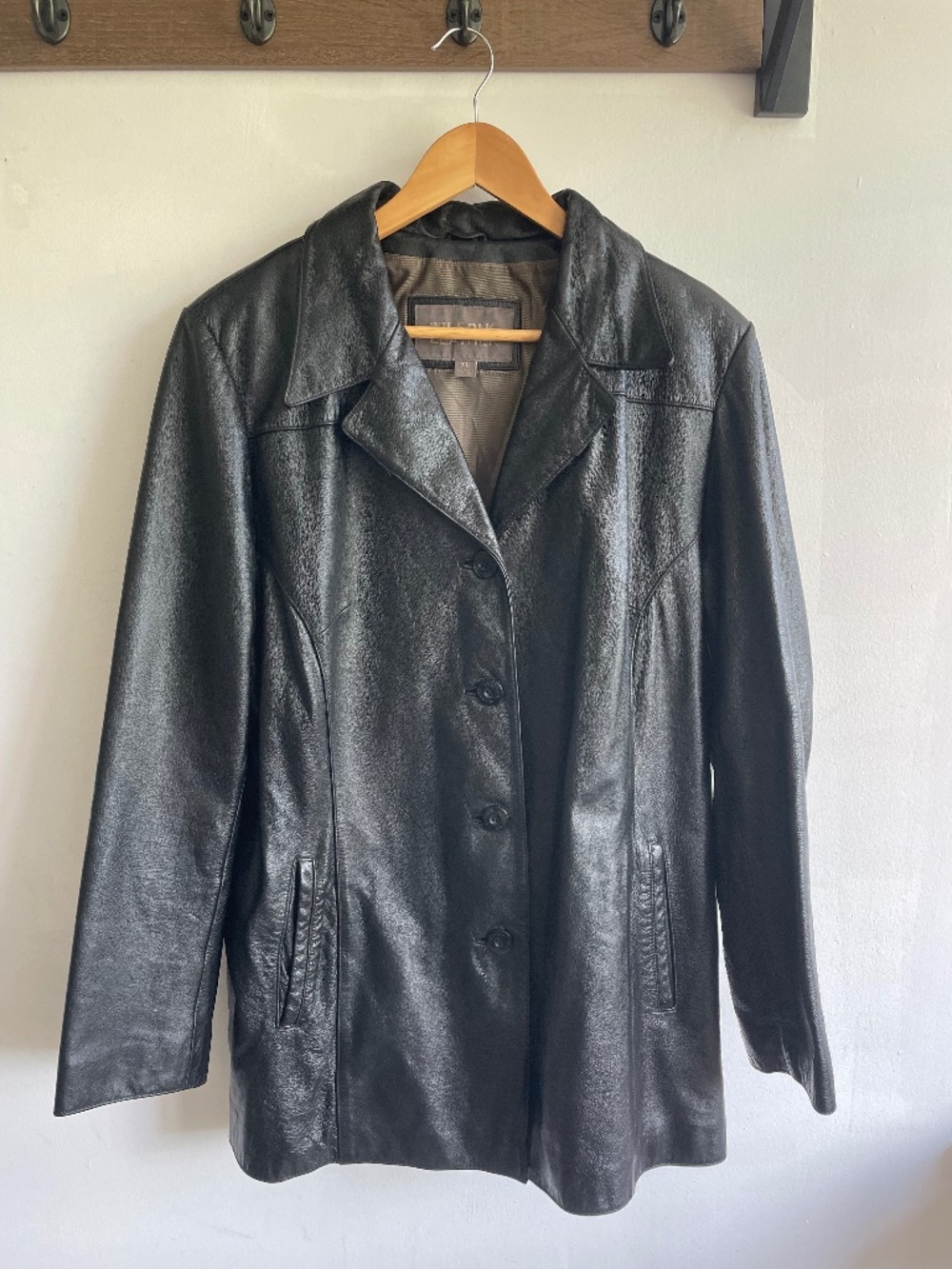 Vintage 90s Y2K Wilsons Black Leather Blazer Jacket, XL